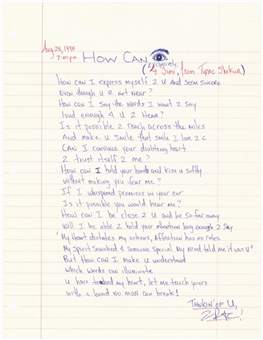 1995 Tupac Shakur Signed Handwritten Poem from August 25th 1995 (JSA)